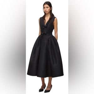 Self-Portrait Dresses | Womens Black Bow Detail Midi Dress Black